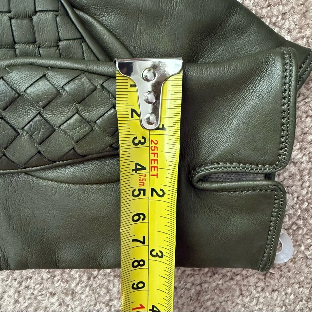 Woven Nappa Leather Cashmere Lining Gloves in Olive  Italy